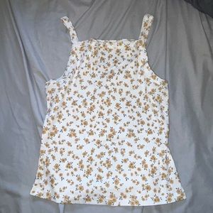 SO floral square neck fitted tank